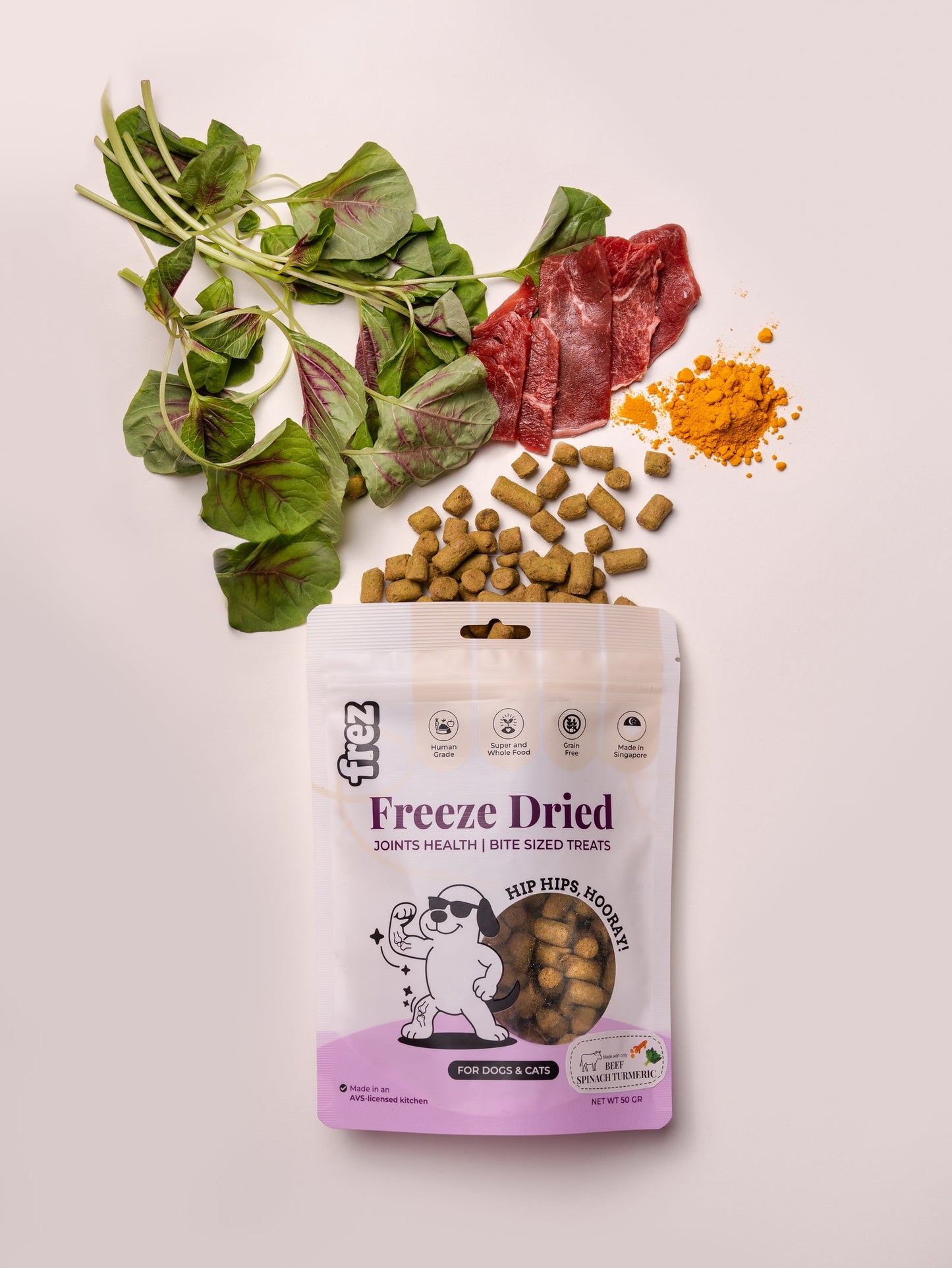 FREZ Joints Health - Freeze Dried Beef/ Chicken, Spinach & Turmeric  (Dog and Cats Treats)