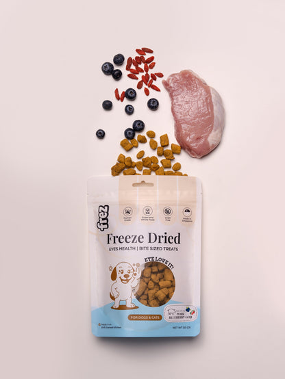 FREZ Eyes Health - Freeze Dried Pork, Blueberry & Goji Berries  (Dog and Cats Treats)