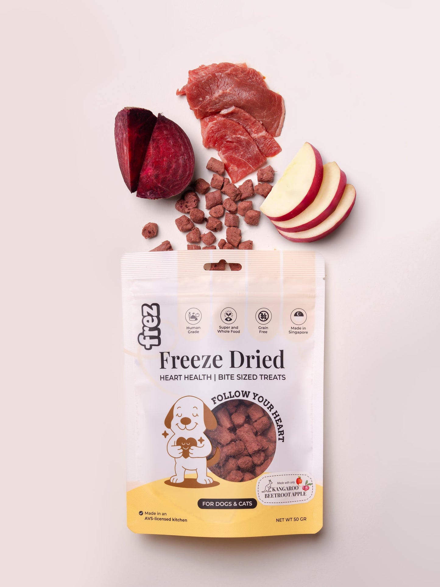 FREZ Heart Health - Freeze Dried Kangaroo Beetroot Apple (Dog and Cats Treats)