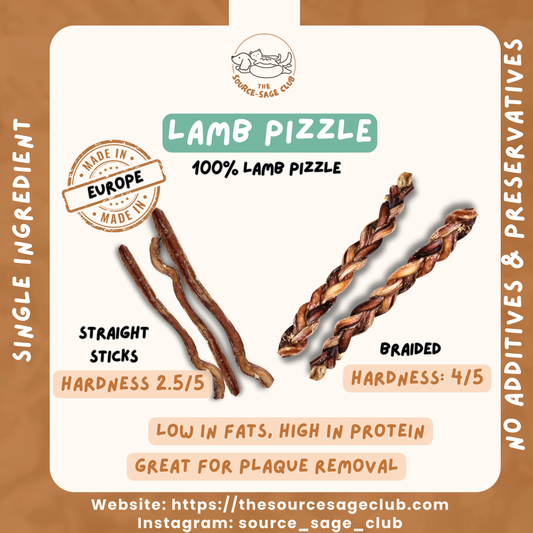 Air Dried Straight/ Braided Lamb Pizzle Bully Stick (single ingredient dog treats, dog dental chew)