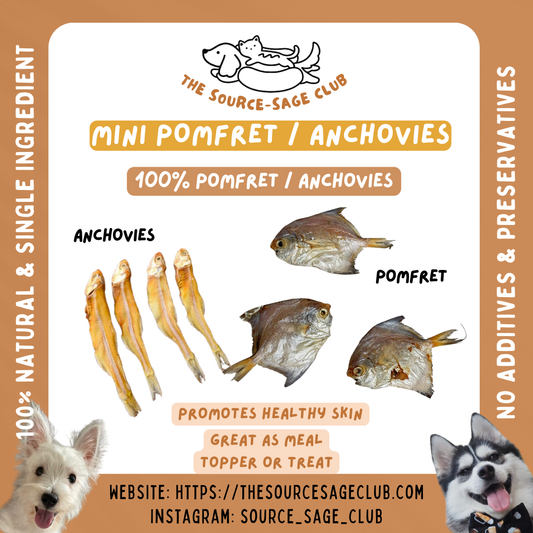 Baby Pomfret & Anchovies for dogs and cats (single ingredient dog treats, dog dental chew)