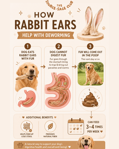 Rabbit Ears With Fur Natural Dewormer for Dogs (single ingredient dog treats, dog dental chew) Sourcesage Club