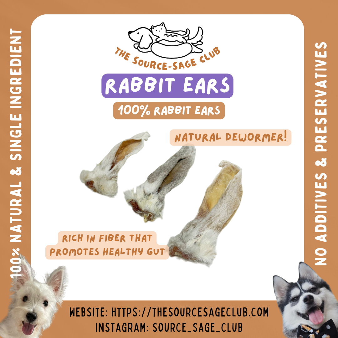 Air Dried Rabbit Ears With Fur 100g (single ingredient dog treats, dog dental chew)