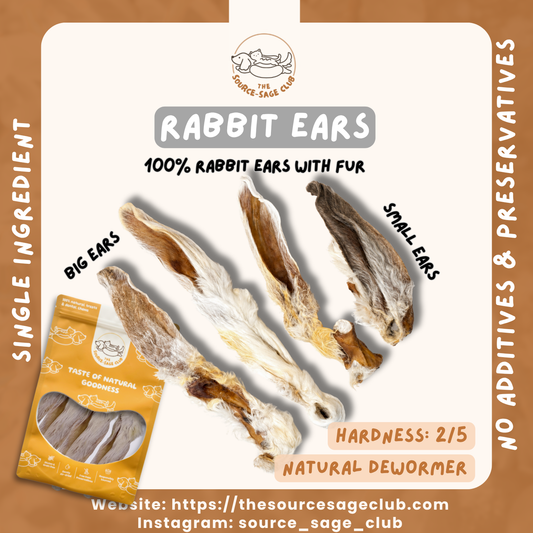 Rabbit Ears With Fur Natural Dewormer for Dogs (single ingredient dog treats, dog dental chew) Sourcesage Club