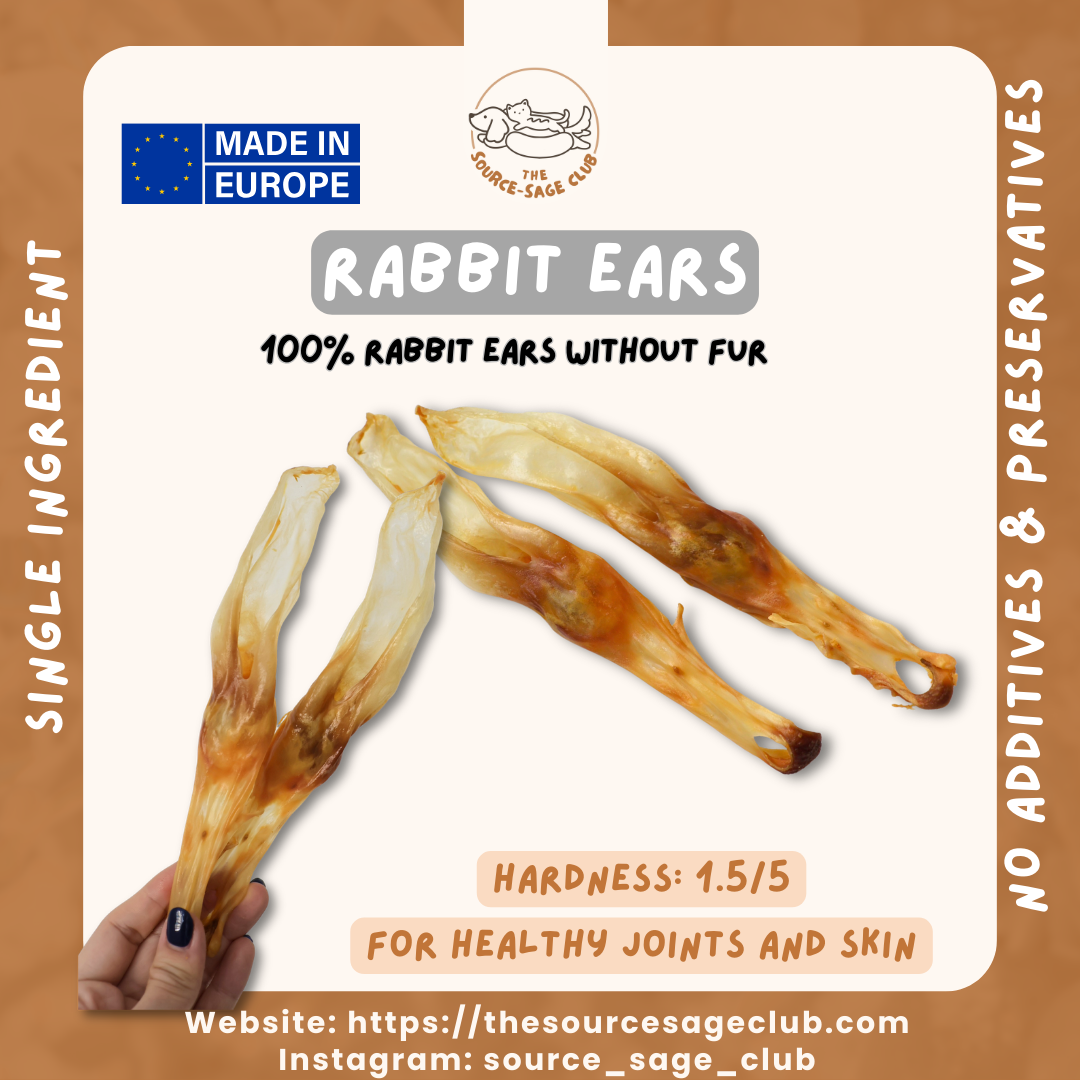 Rabbit Ears WITHOUT Fur for Dogs (single ingredient dog treats, dog dental chew) Sourcesage Club