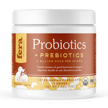 Fera USDA Organic Probiotics with Prebiotics / postbiotics plus (cats and dogs supplement)