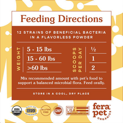 Fera USDA Organic Probiotics with Prebiotics / postbiotics plus (cats and dogs supplement)